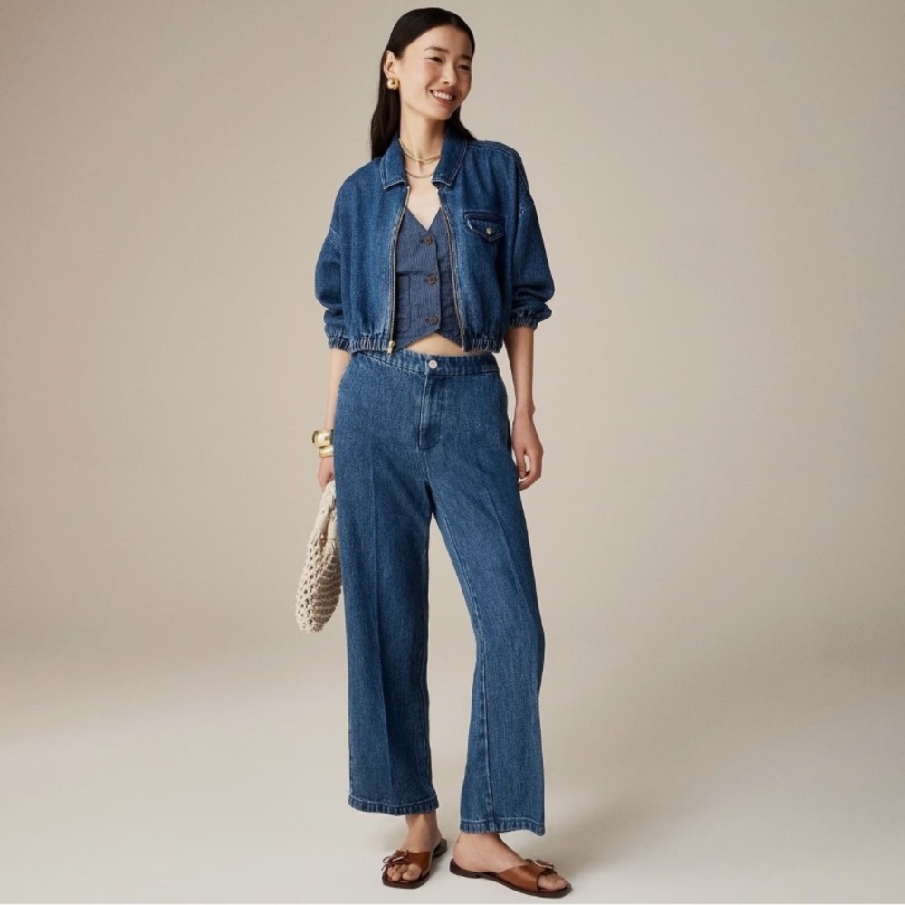 J.Crew Lace-Up Drapey Wide Leg Crop Jeans Size 30